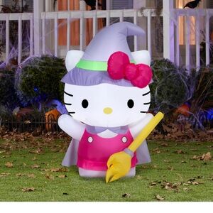 Hello Kitty 3.5 ft Witch Inflatable with Broom 🧹. Pink and Purple